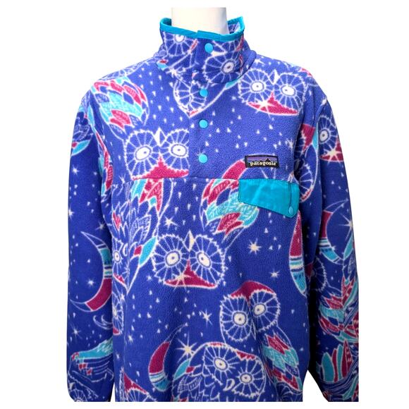 Patagonia Jackets & Blazers - Vintage Patagonia Fleece Synchilla Owl Moon Abstract Print Snap T Pullover Coat
